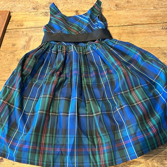Polo Ralph Lauren Navy Blue Plaid Dress with Ribbon Size 6X - Picture 1 of 5
